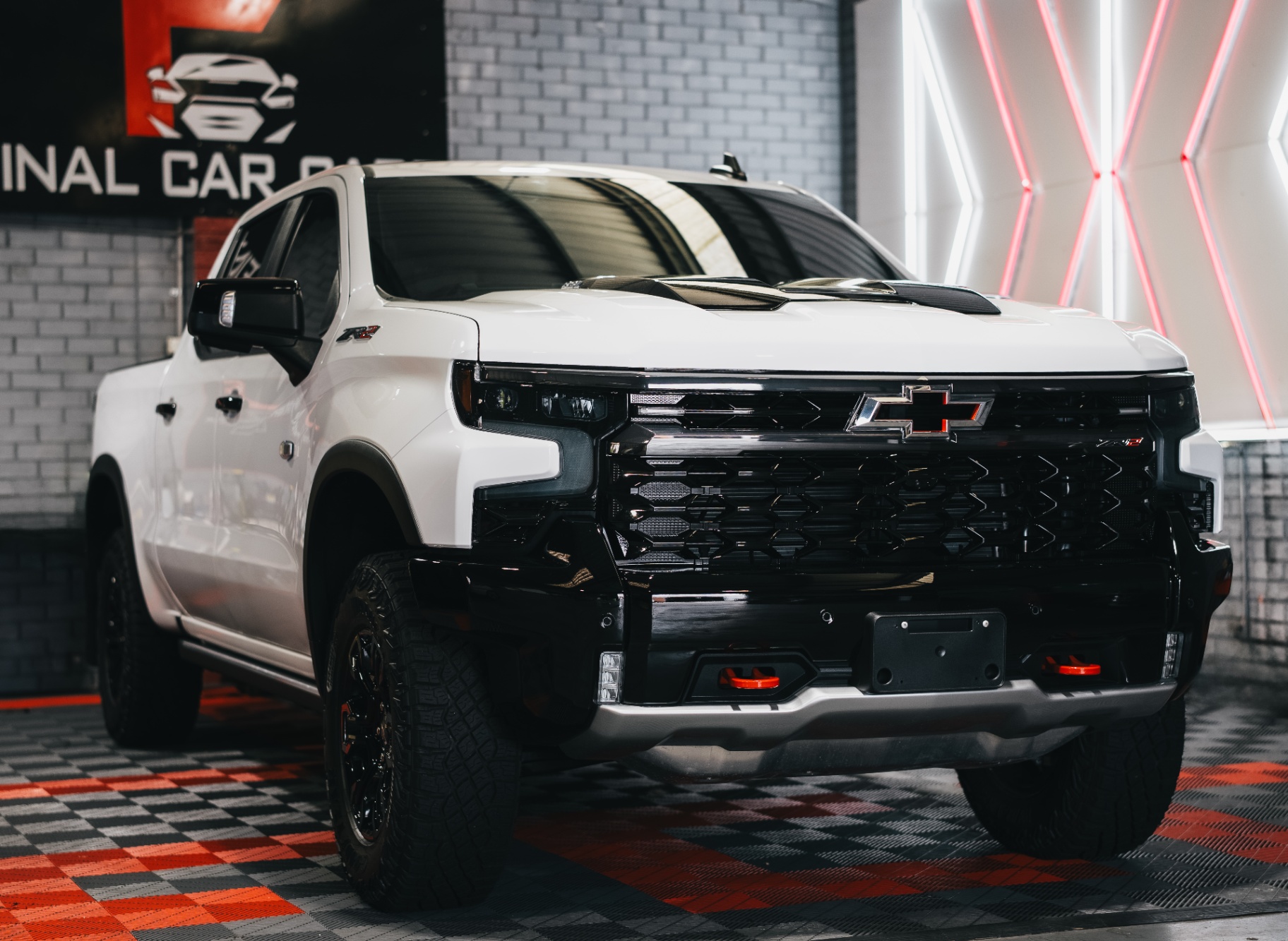 White Chevrolet Silverado ZR2 in studio